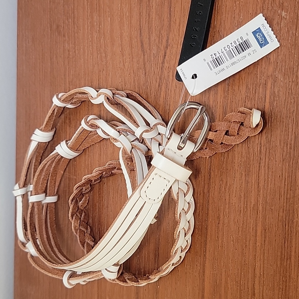 NWT Chaps Ralph Lauren Braided Knotted Leather Belt szM  Bin7